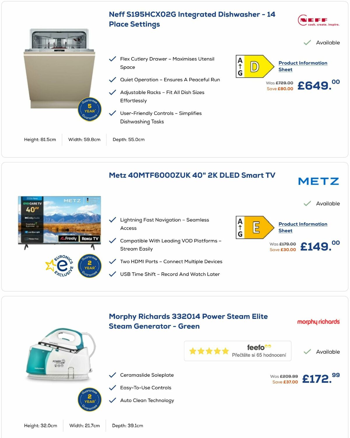 Euronics Offers from 15 January