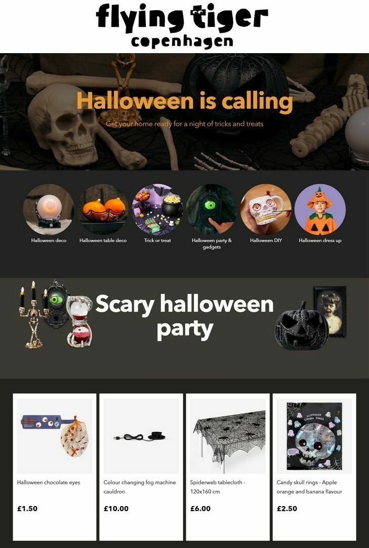 Flying Tiger Copenhagen Halloween Offers from 8 October