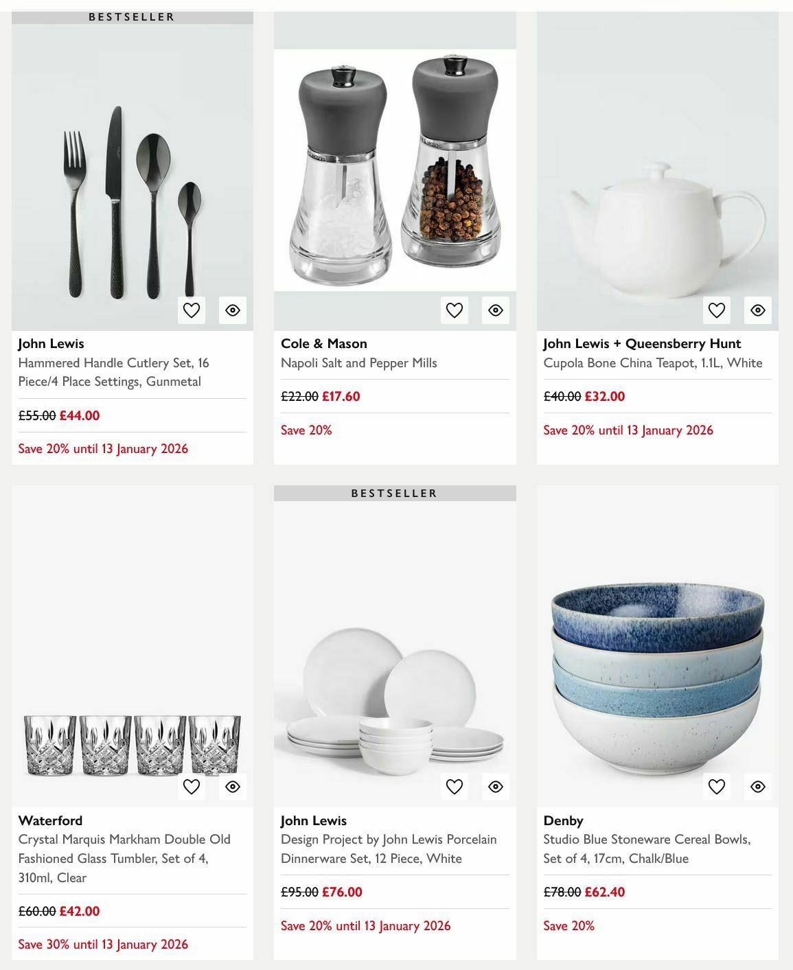 John Lewis Offers from 29 December