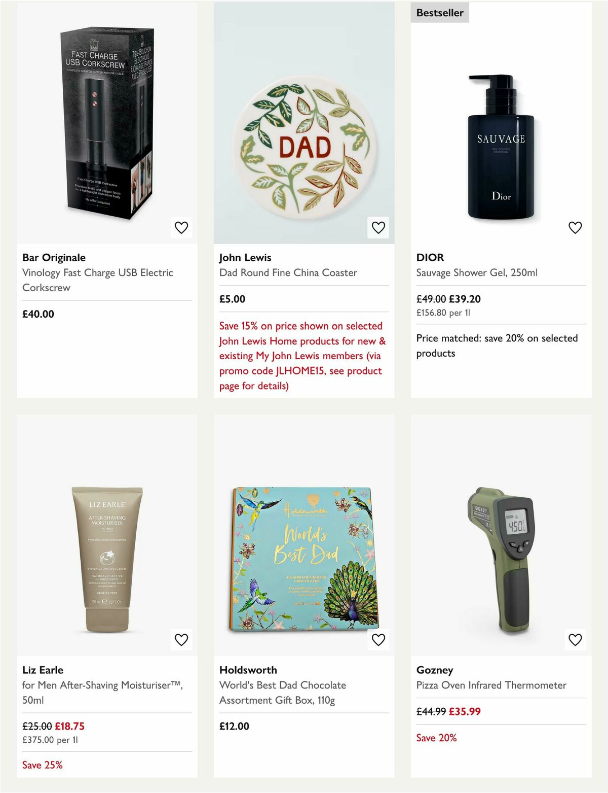 John Lewis Father's Day Offers from 29 May