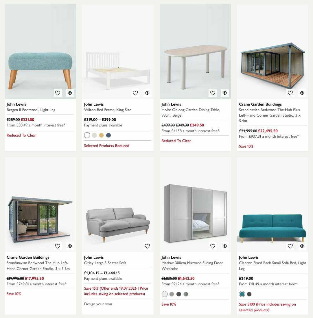 John Lewis Offers from 13 July