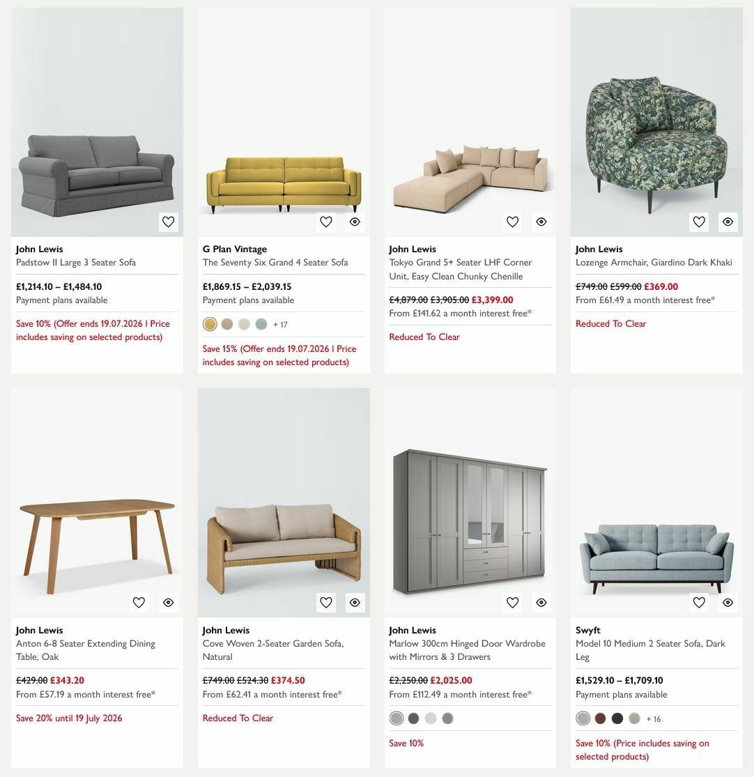 John Lewis Offers from 13 July
