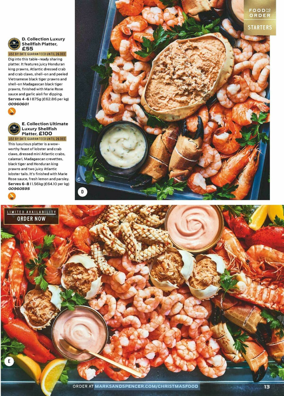 M&S Marks and Spencer Christmas Food to Order Offers from 3 November