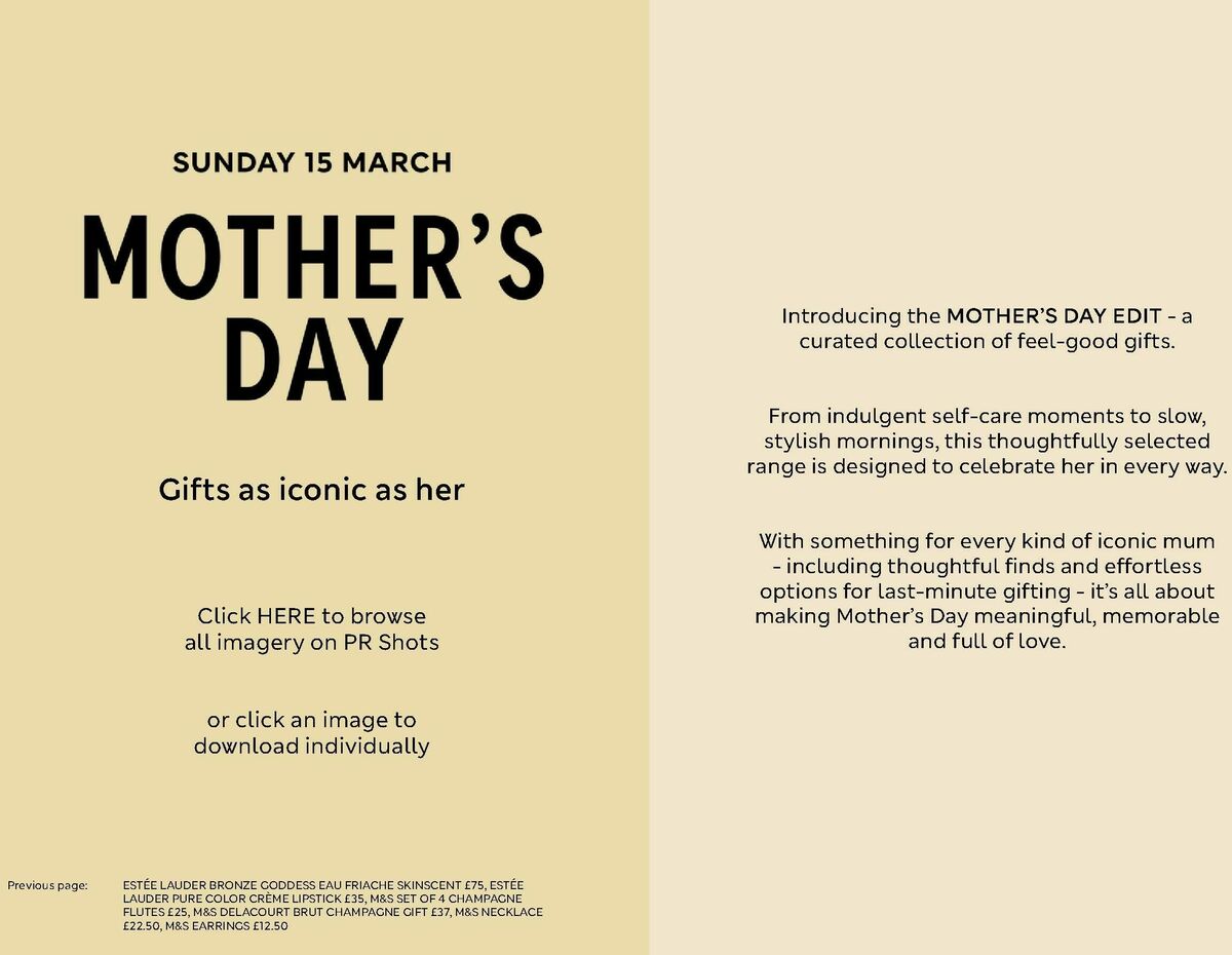M&S Marks and Spencer Mother's Day Offers from 5 March
