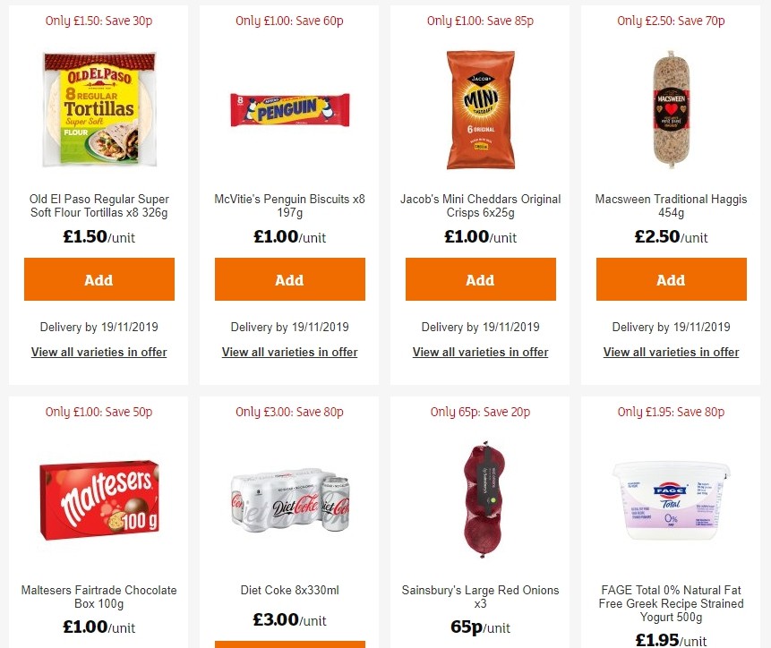 Sainsbury's Offers from 1 November