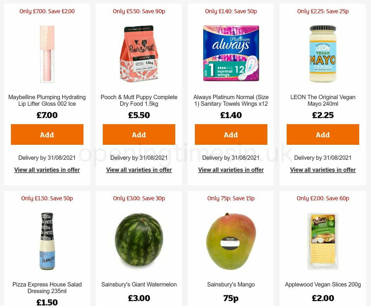 Sainsbury's Offers from 27 August