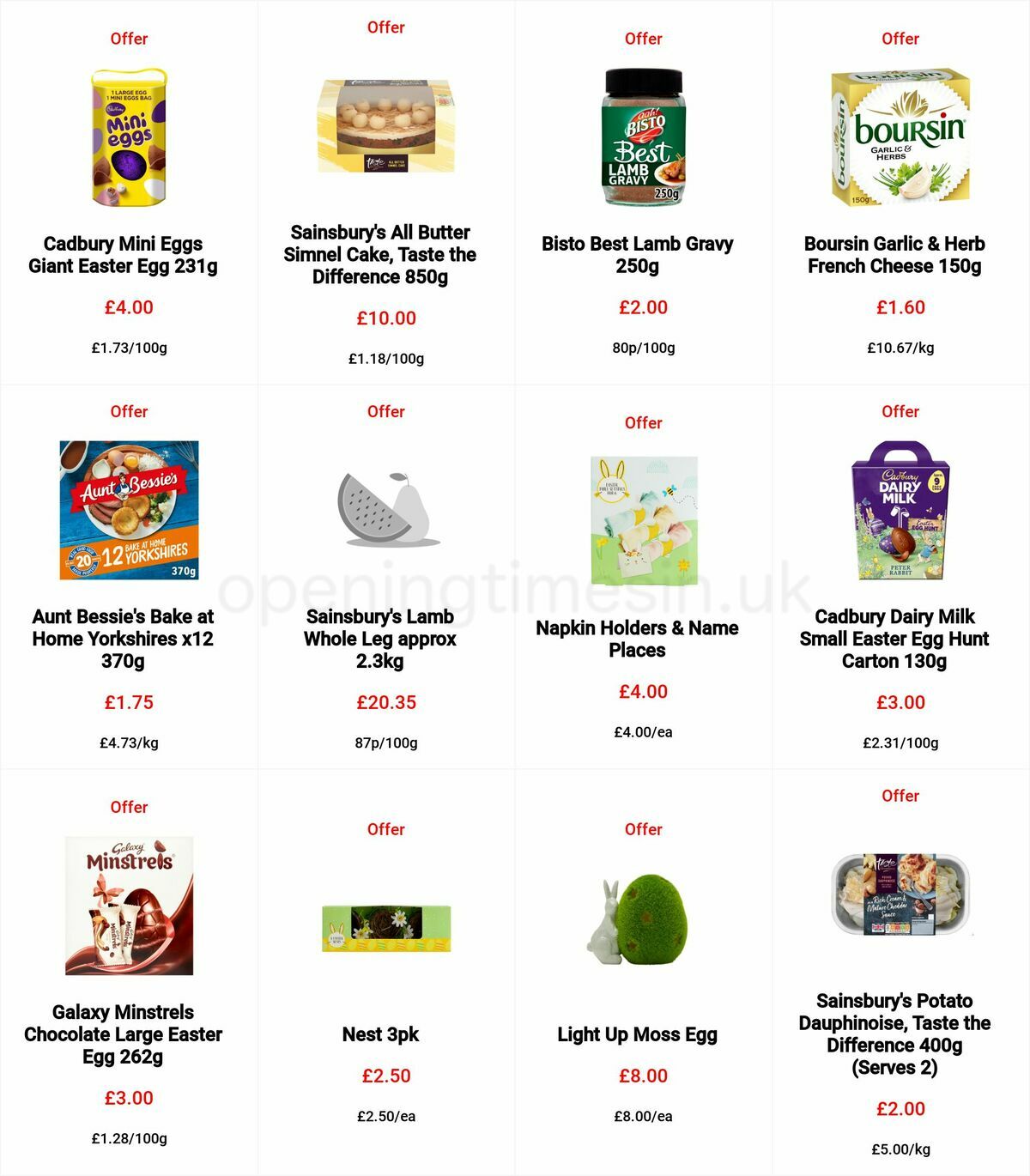 Sainsbury's Easter Offers from 10 April