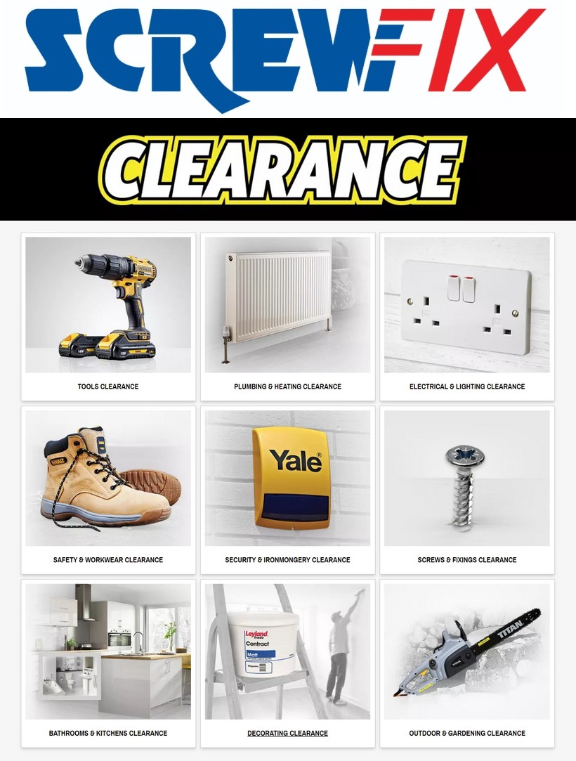 Screwfix Clearance Offers from 1 June