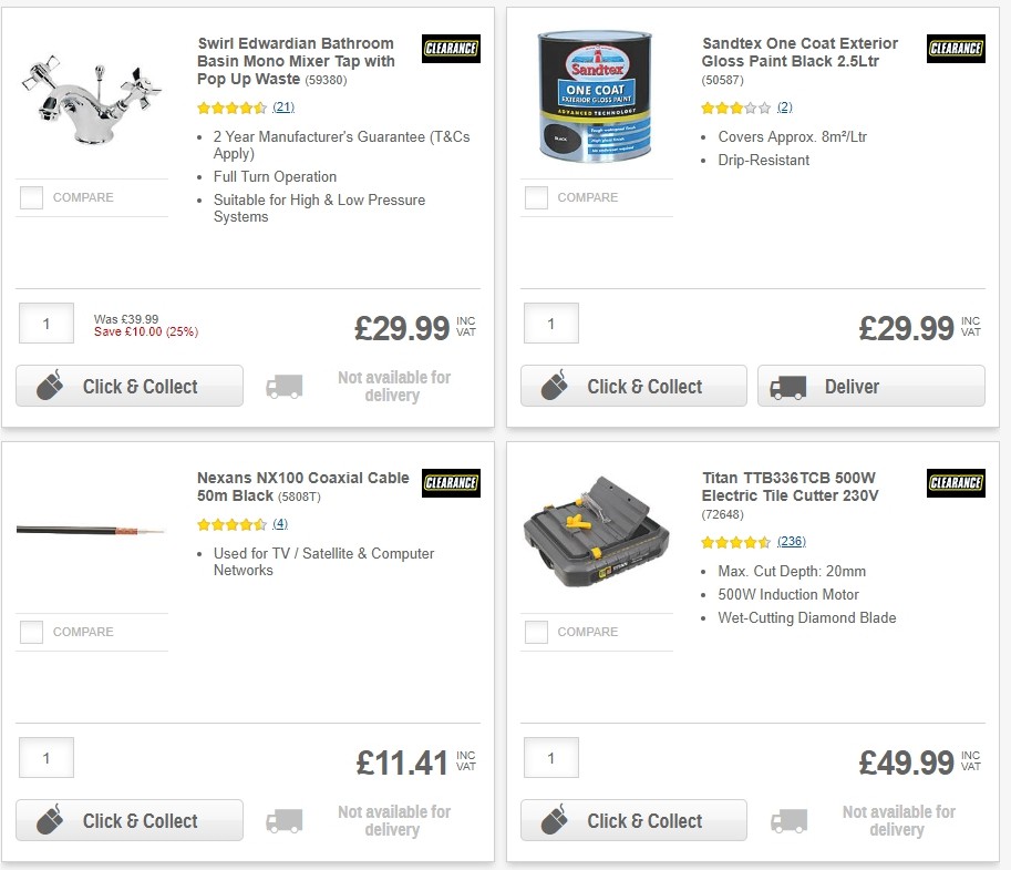 Screwfix Clearance Offers from 1 June