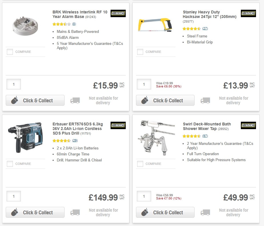 Screwfix Clearance Offers from 1 June