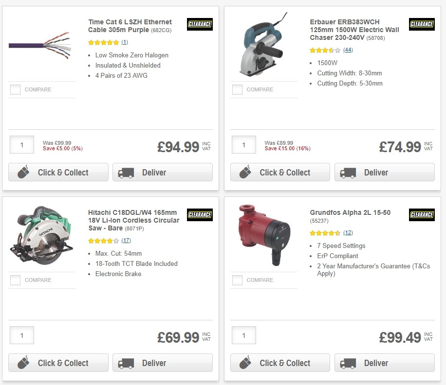 Screwfix Clearance Offers from 1 June