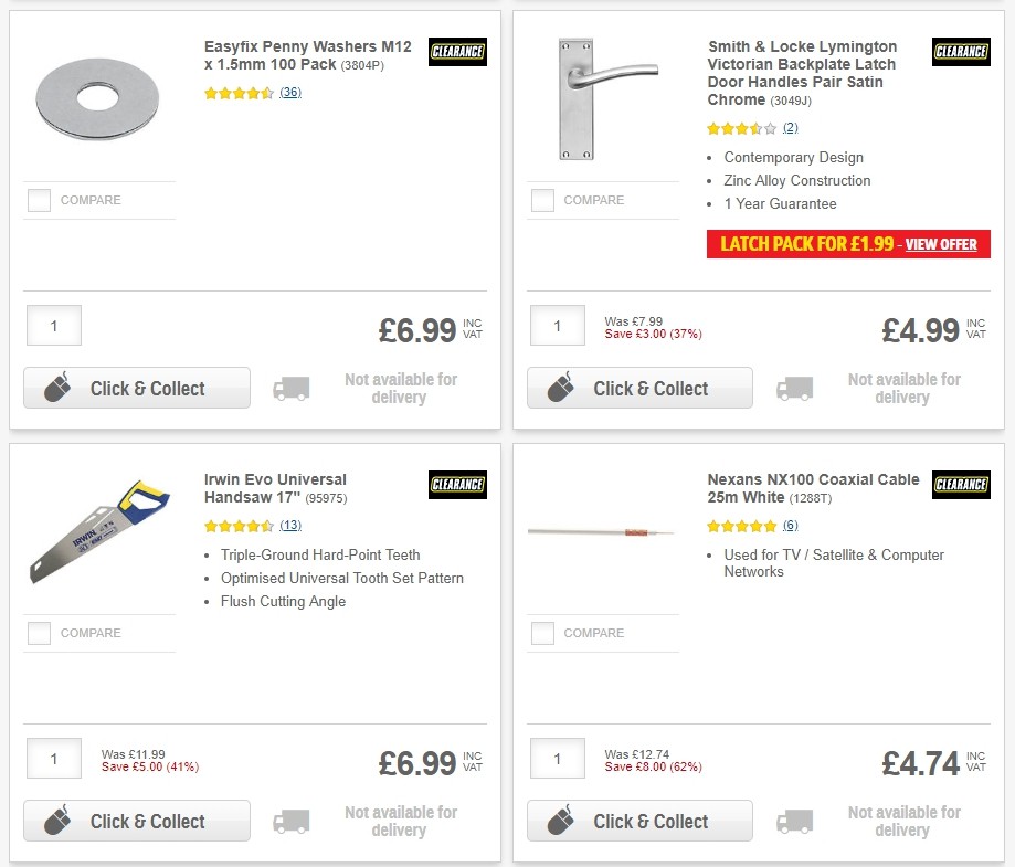 Screwfix Clearance Offers from 1 June