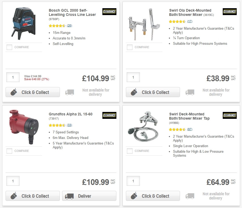 Screwfix Clearance Offers from 1 June