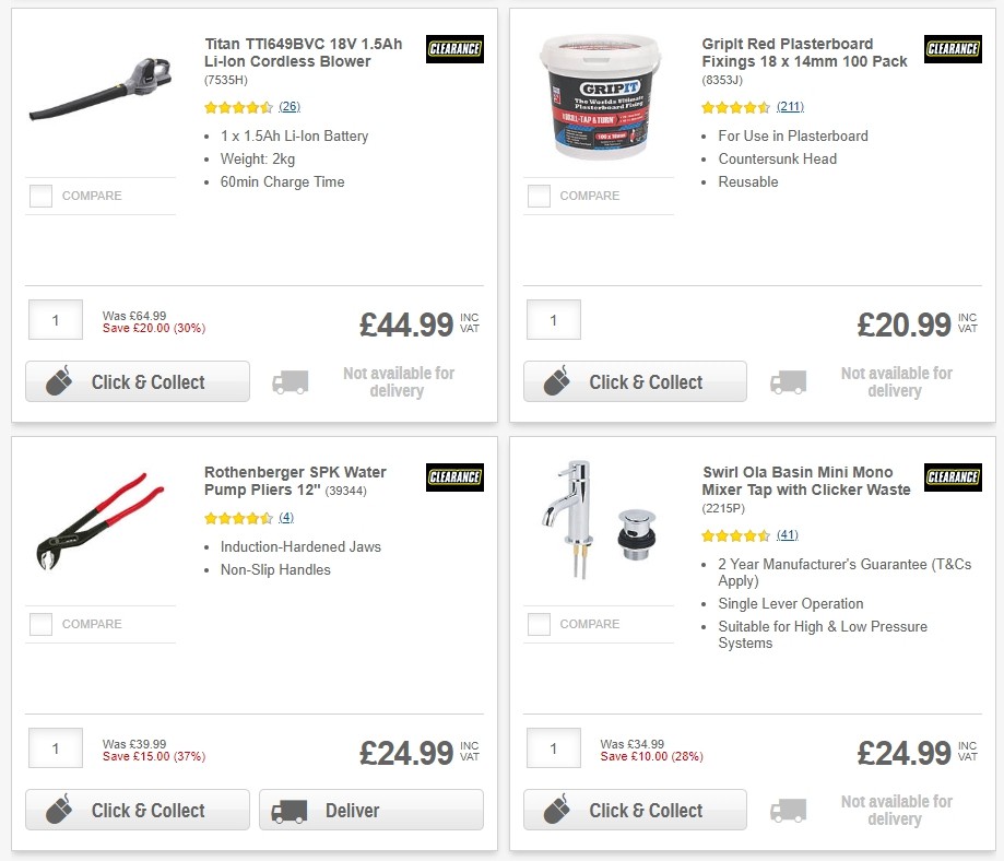 Screwfix Clearance Offers from 1 June