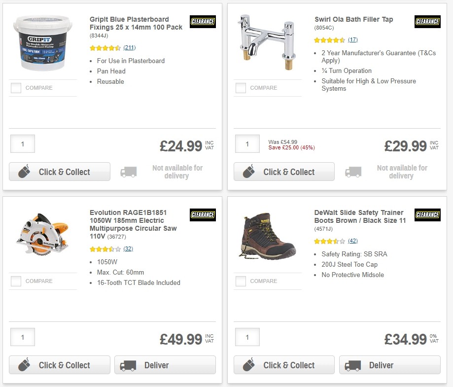 Screwfix Clearance Offers from 1 June