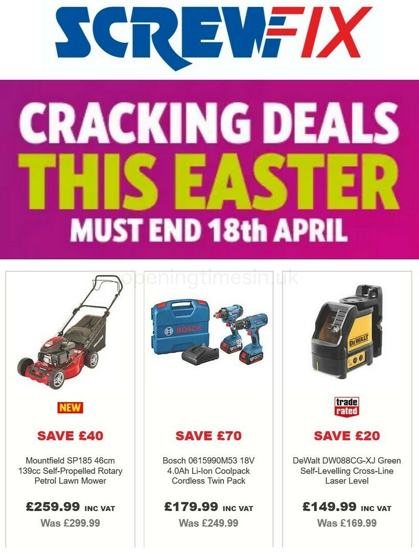 Screwfix Easter Deals Offers from 13 April