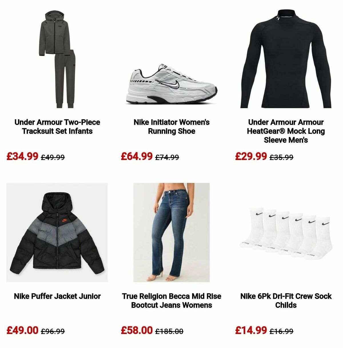 Sports Direct Offers from 6 October