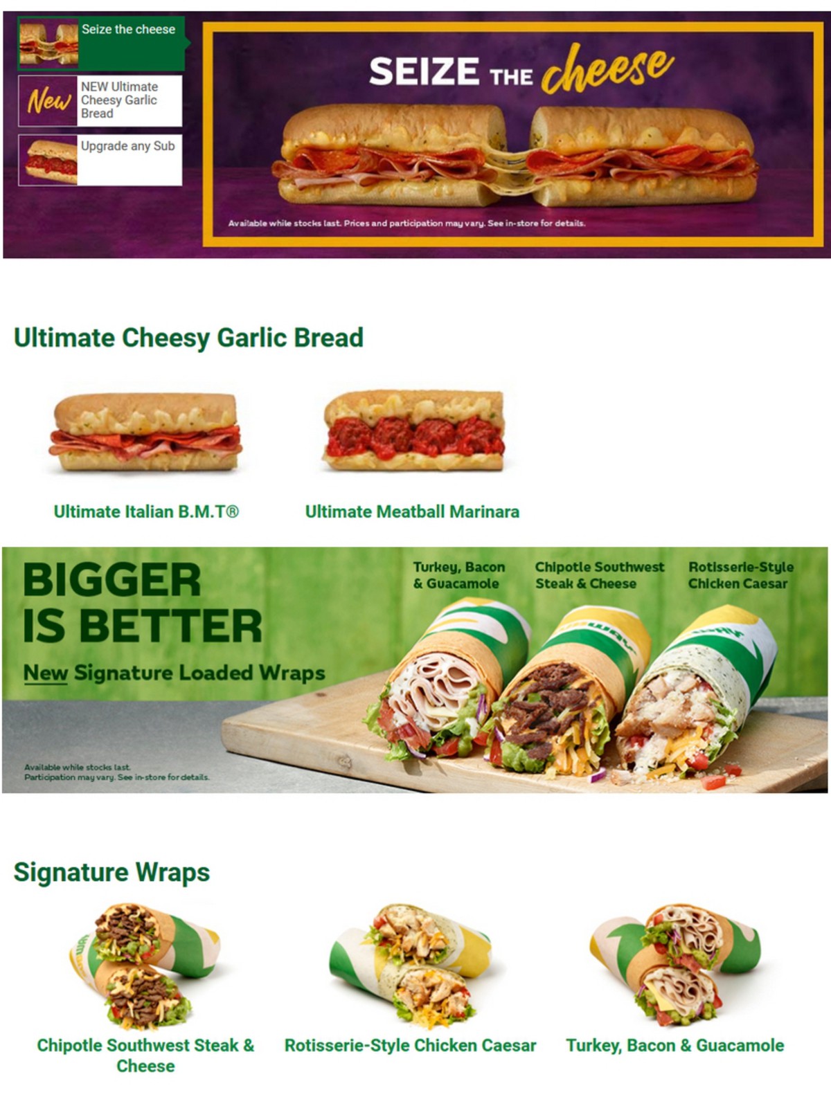 SUBWAY Menu Offers from 1 April