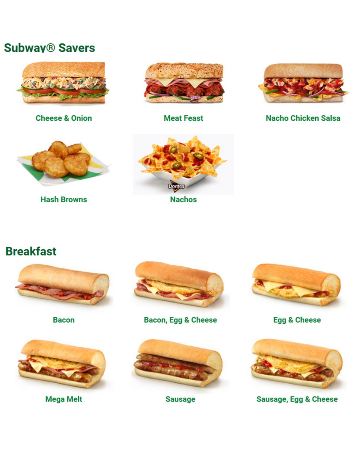 SUBWAY Menu Offers from 1 April