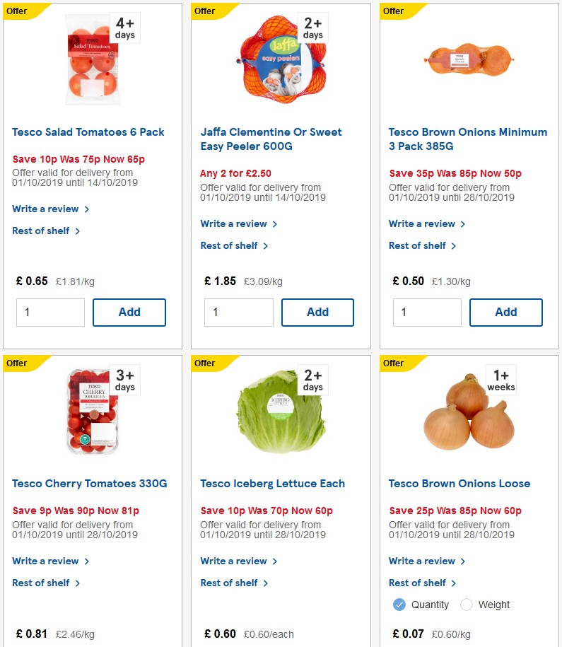 TESCO Offers from 2 October