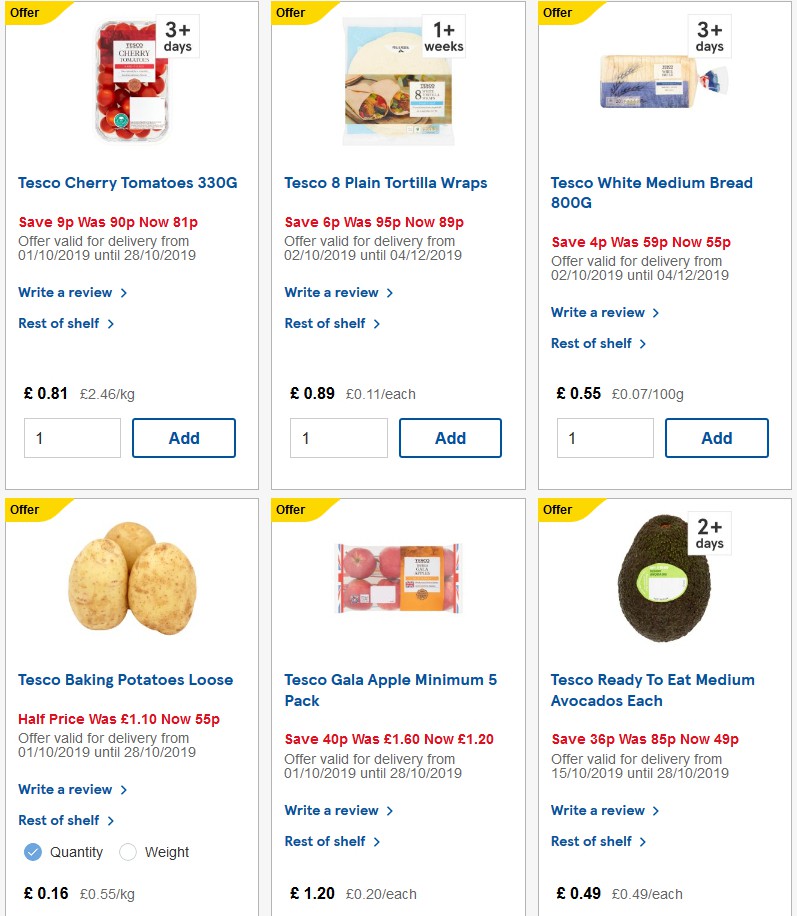 TESCO Offers from 16 October