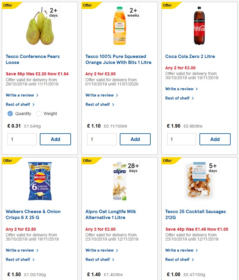 TESCO Offers from 30 October