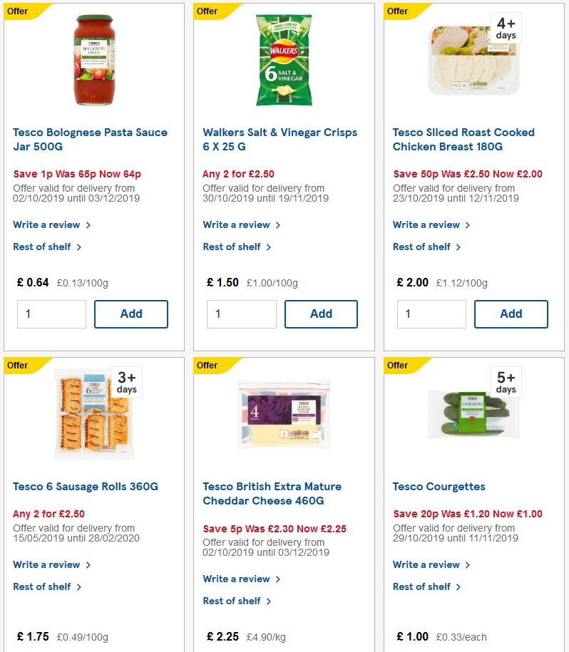 TESCO Offers from 30 October