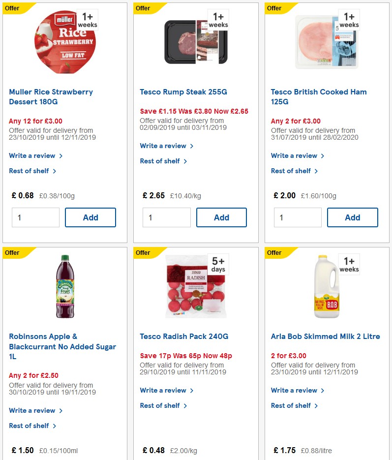 TESCO Offers from 30 October