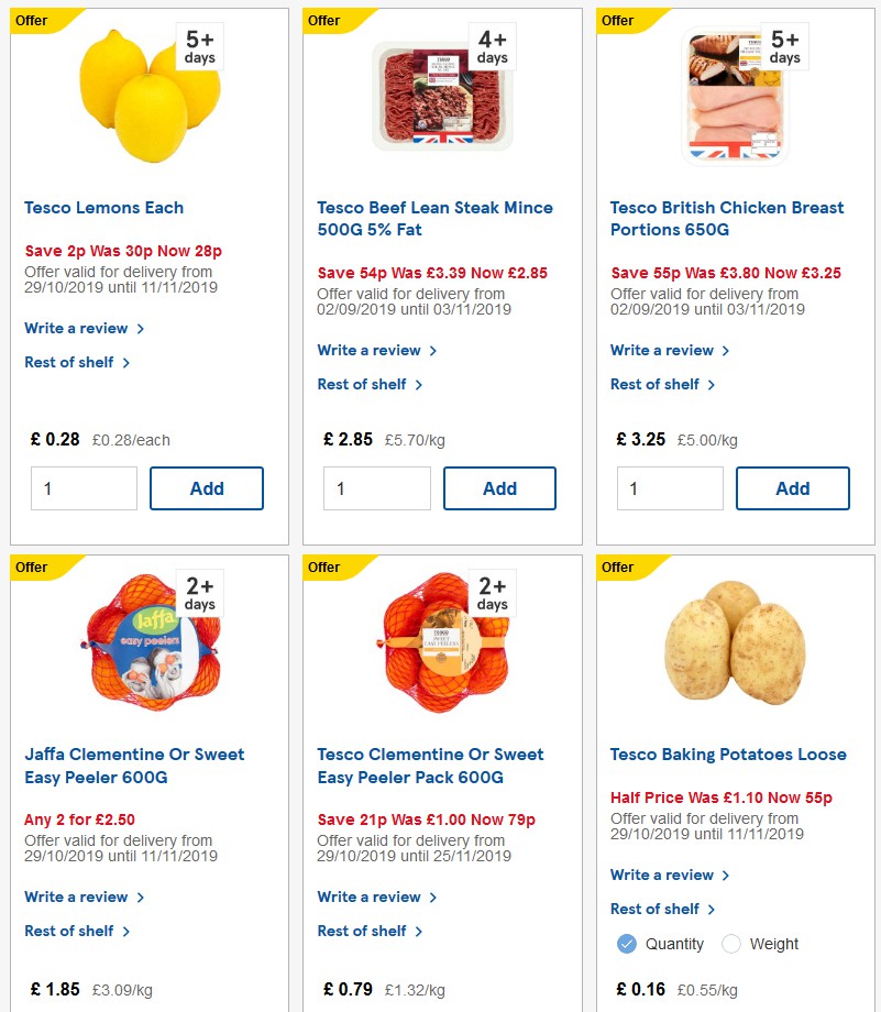 TESCO Offers from 30 October