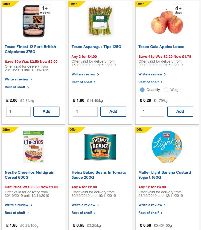 TESCO Offers from 30 October