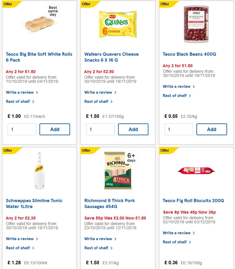TESCO Offers from 30 October