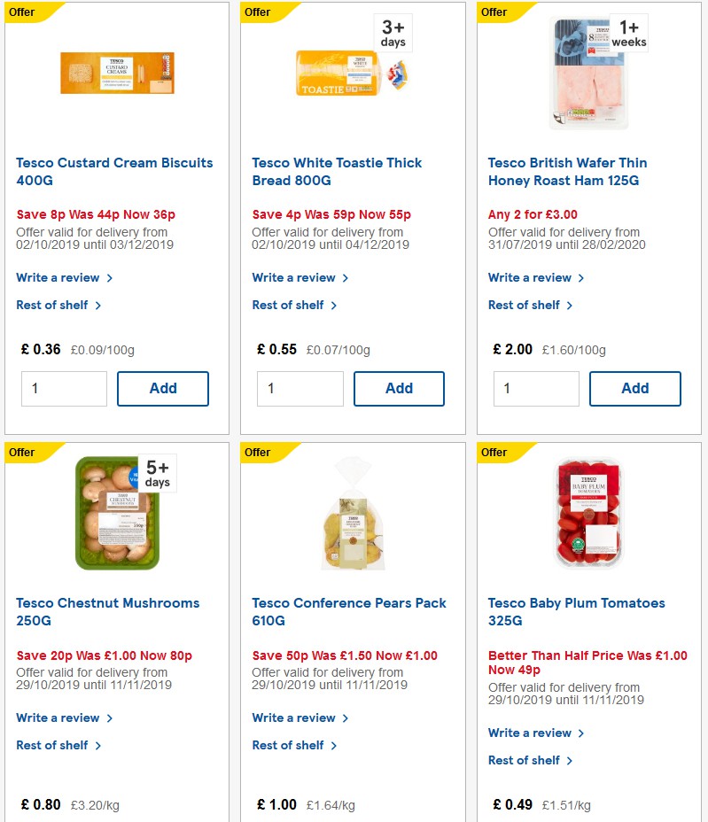 TESCO Offers from 30 October