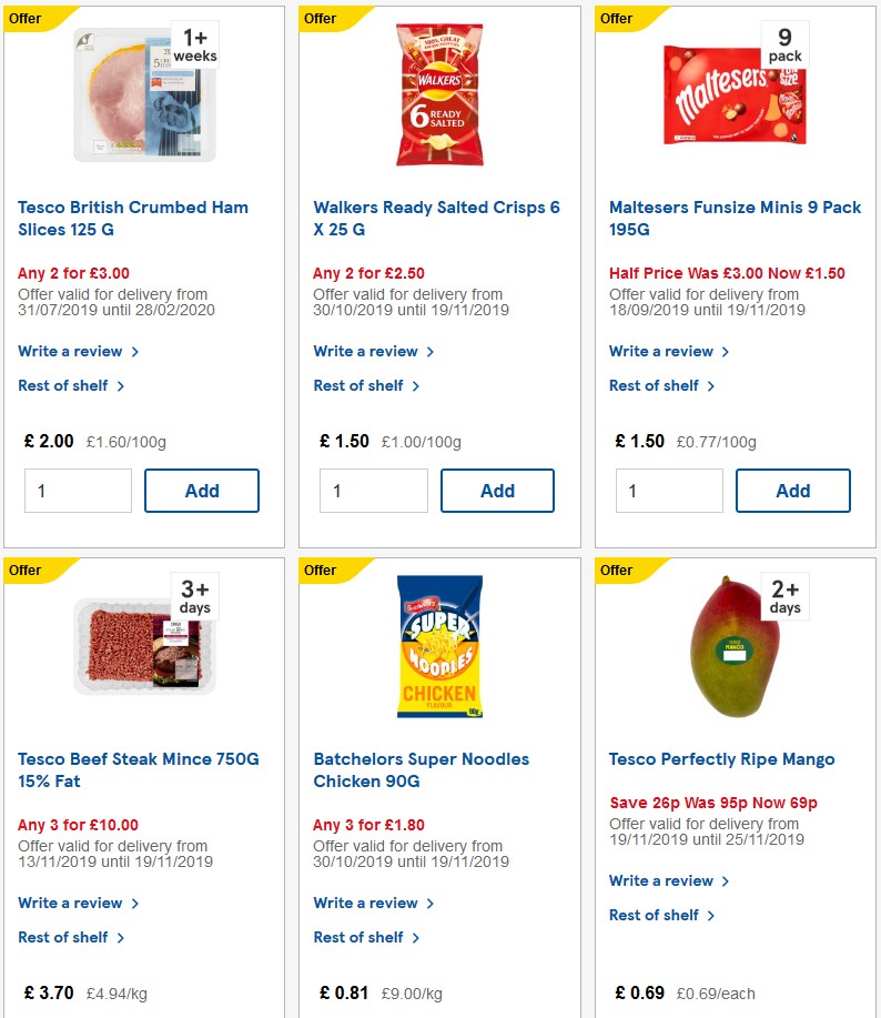 TESCO Offers from 20 November