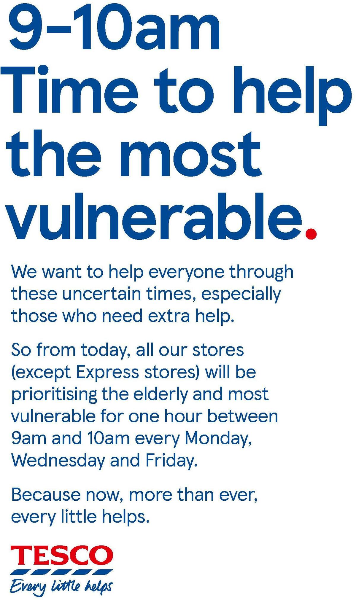 TESCO Time to help the most vulnerable Offers from 24 March