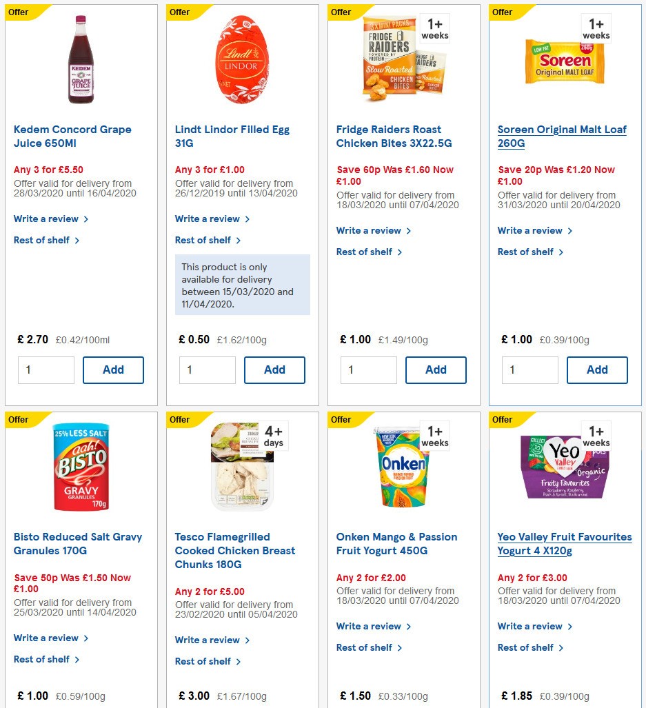TESCO Offers from 1 April