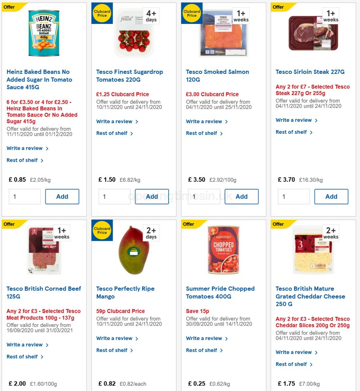 TESCO Offers from 11 November