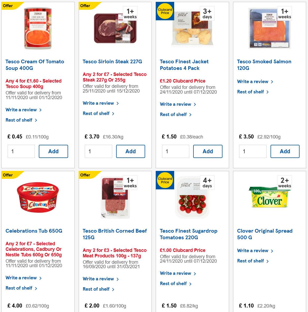 TESCO Offers from 25 November