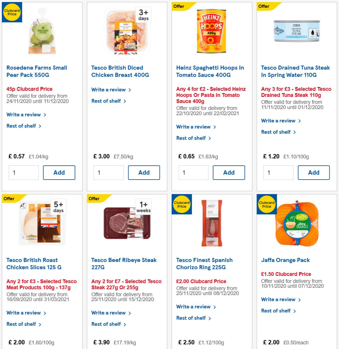 TESCO Offers from 25 November