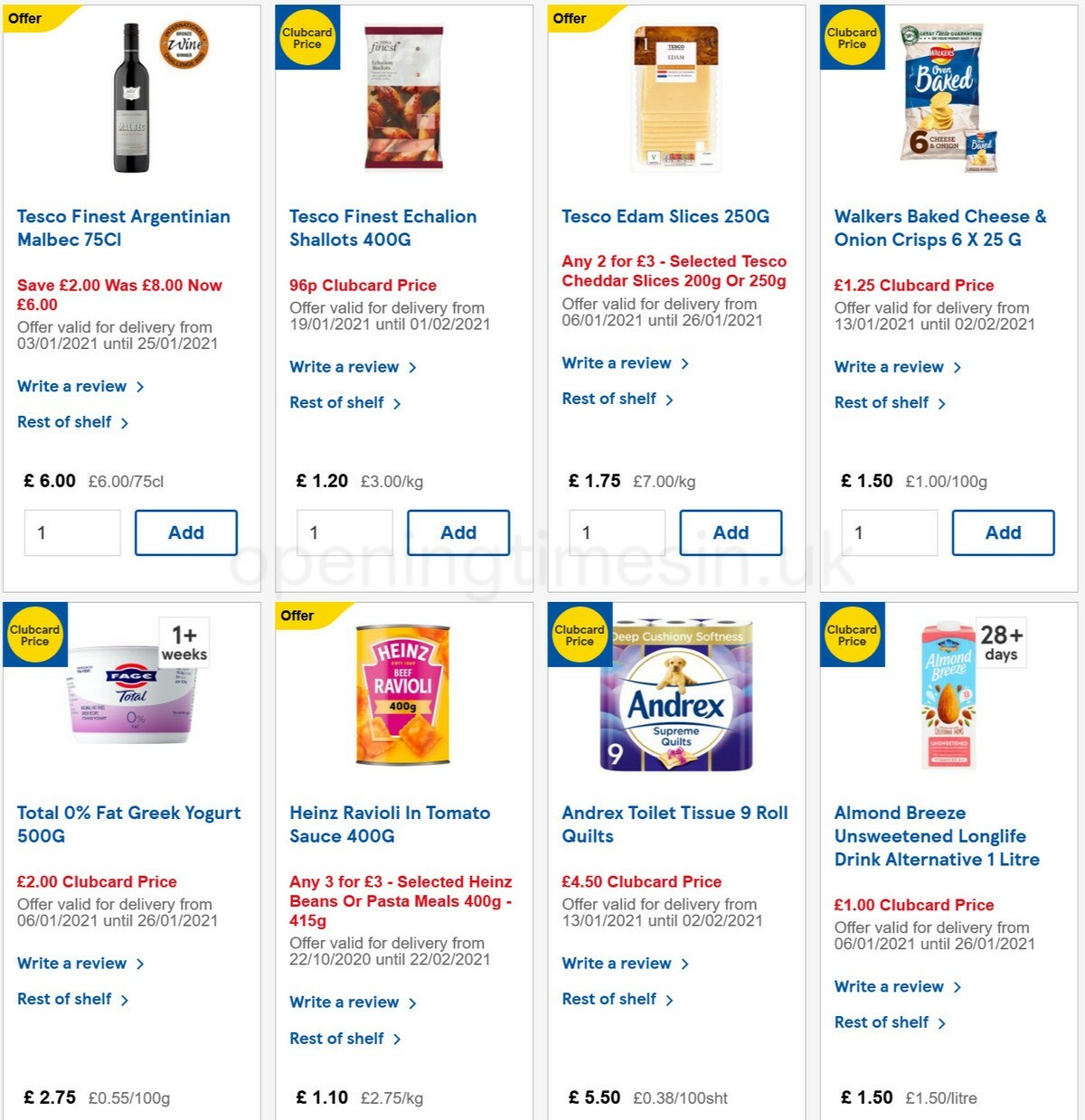 TESCO Offers from 20 January