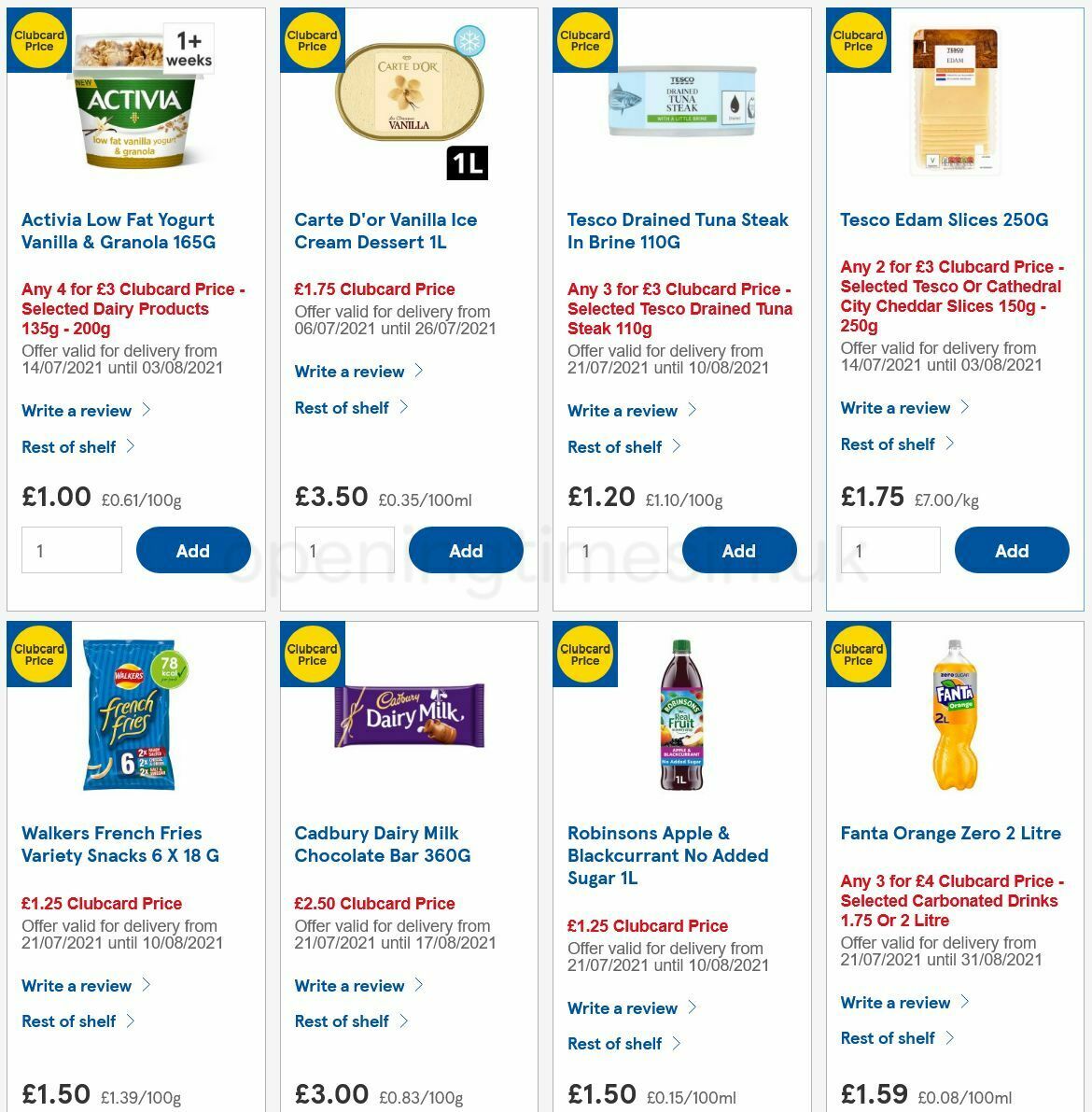 TESCO Offers from 21 July