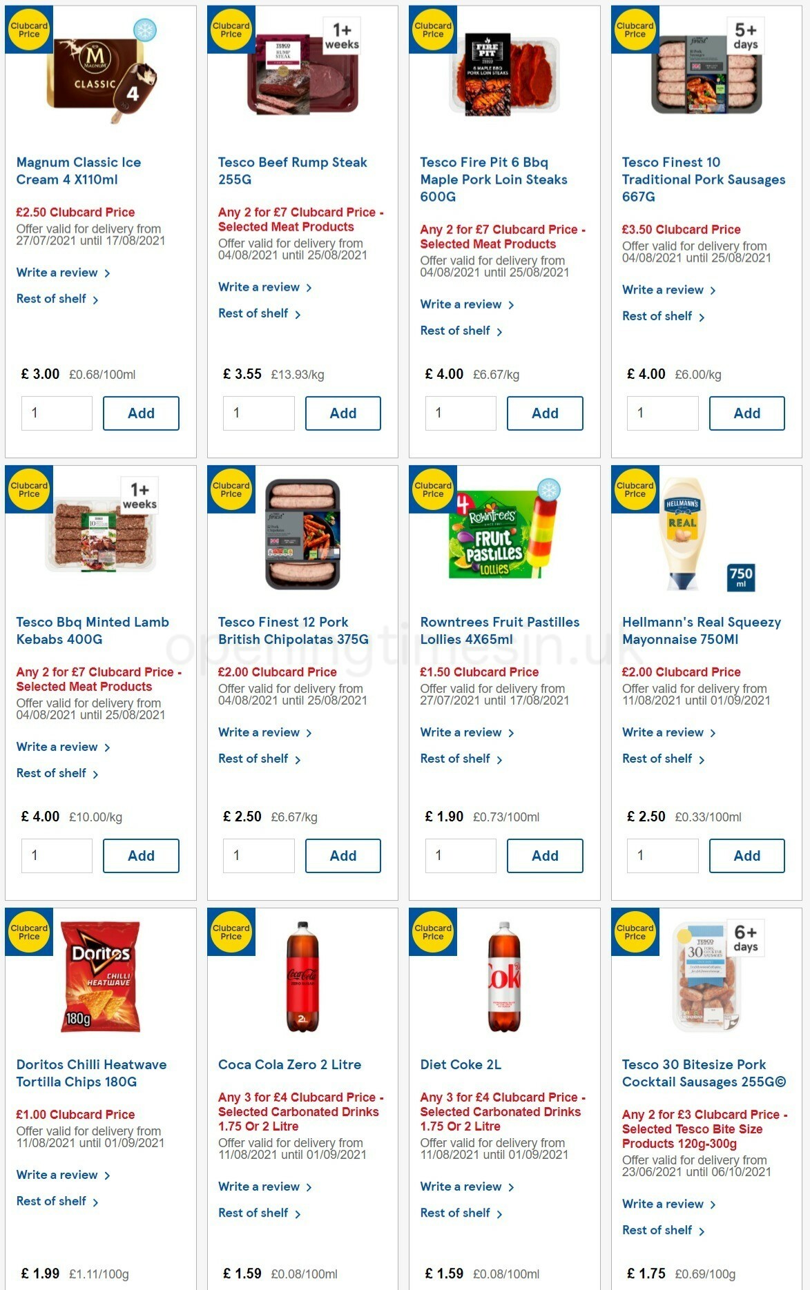TESCO Offers from 11 August