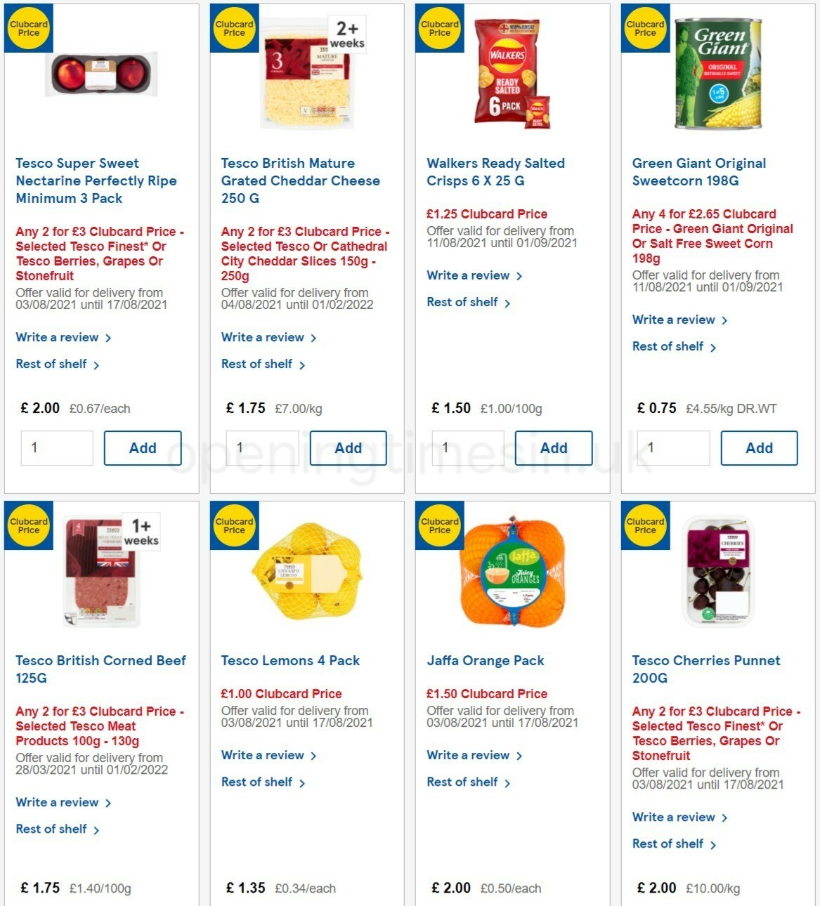 TESCO Offers from 11 August