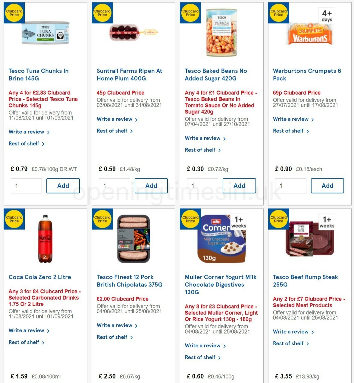TESCO Offers from 11 August