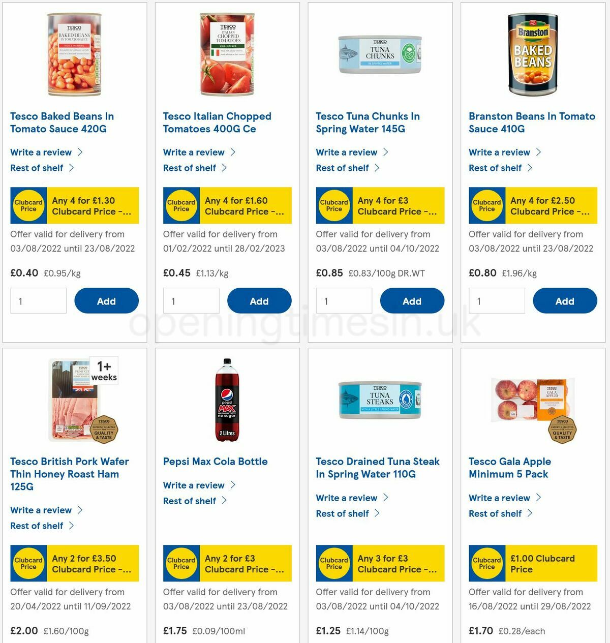 TESCO Offers from 20 August
