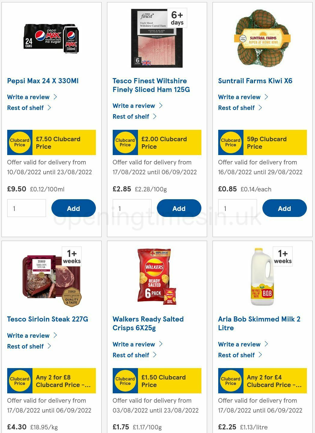 TESCO Offers from 20 August