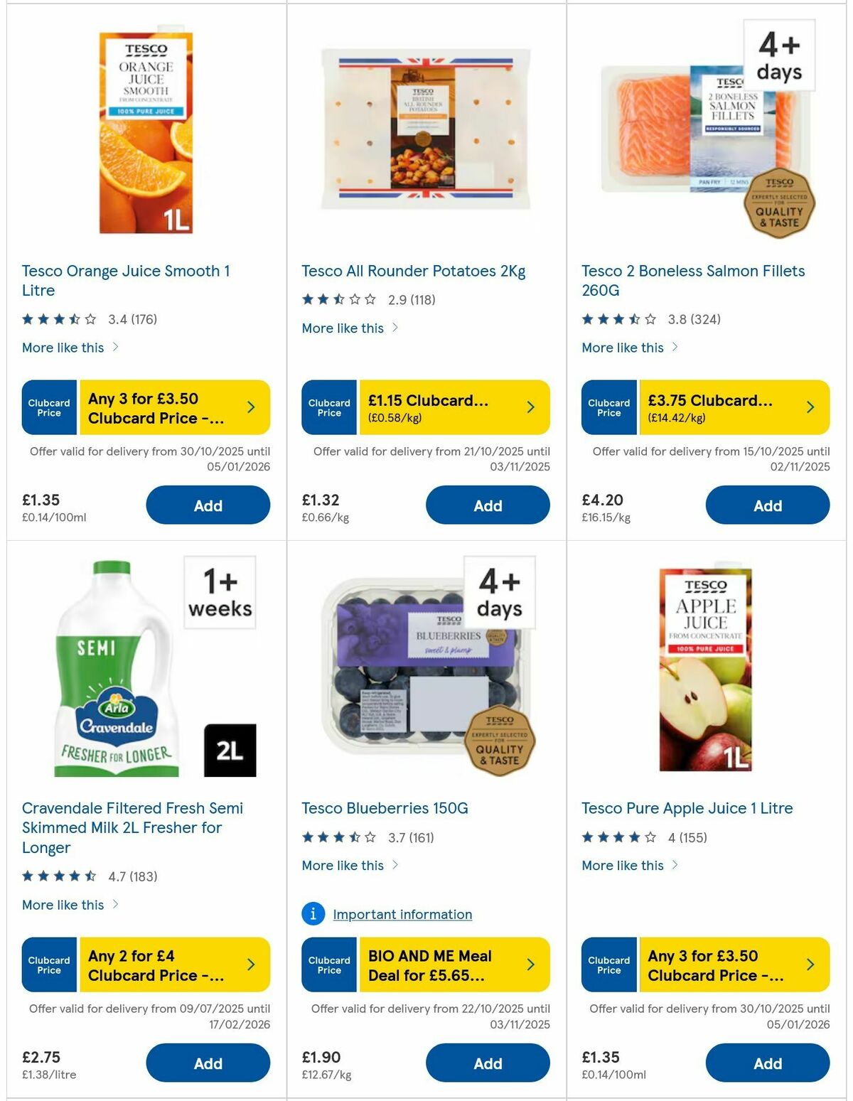 TESCO Offers from 30 October