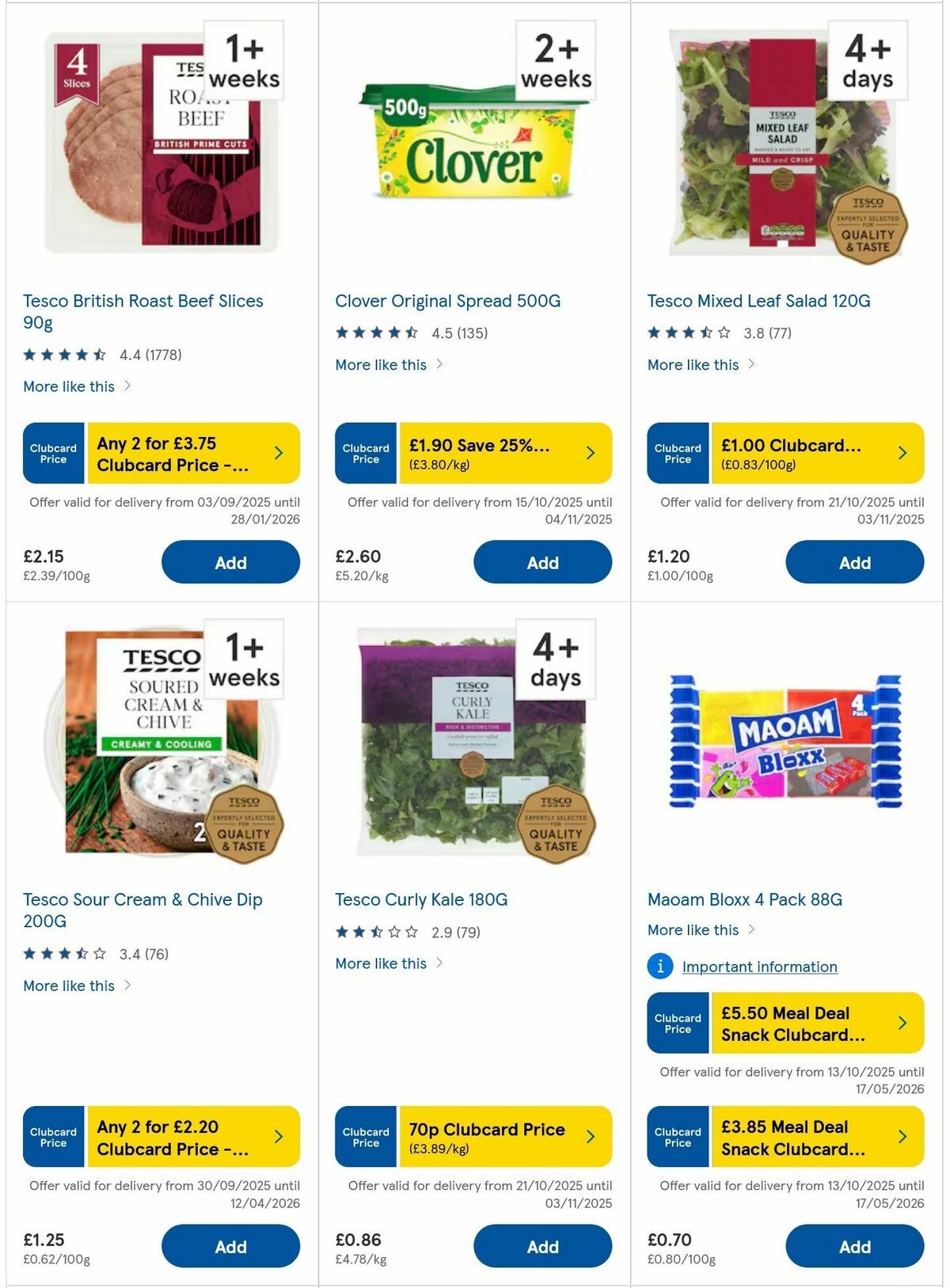 TESCO Offers from 30 October