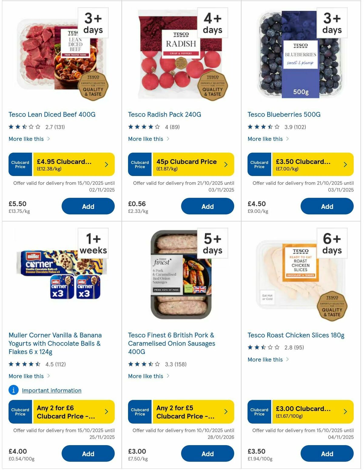 TESCO Offers from 30 October