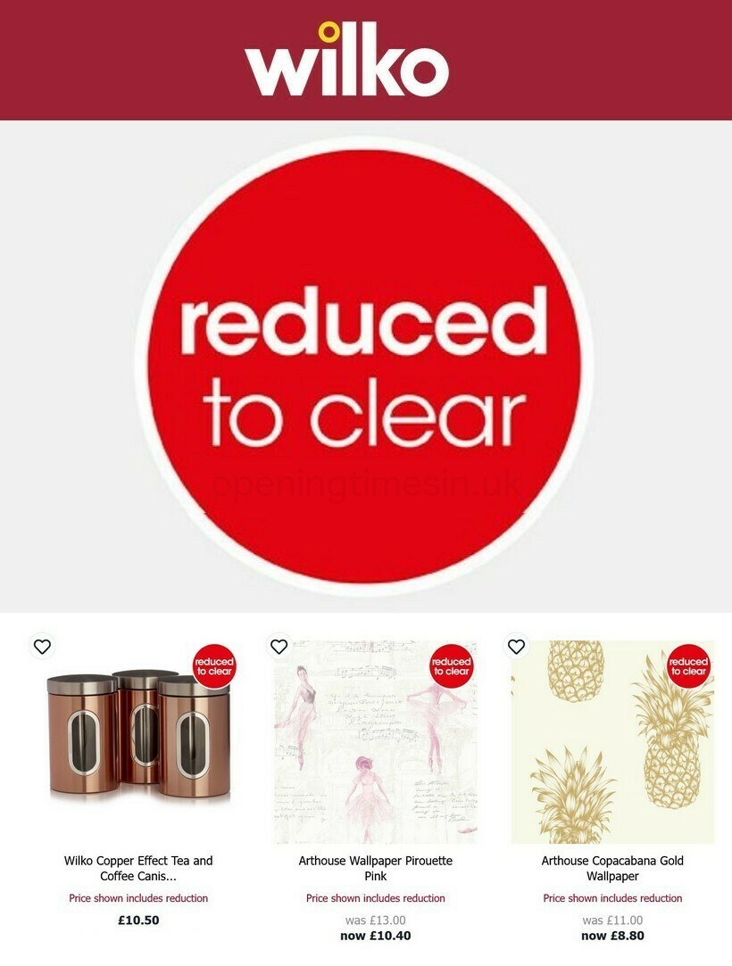 Wilko Reduced to Clear Offers from 13 March