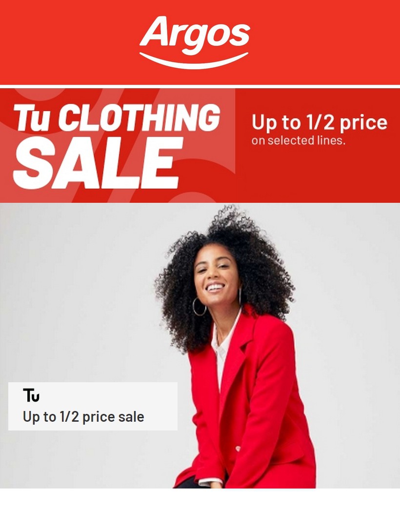 Argos Tu Clothing Sale New Offers & Special Buys from 19 February